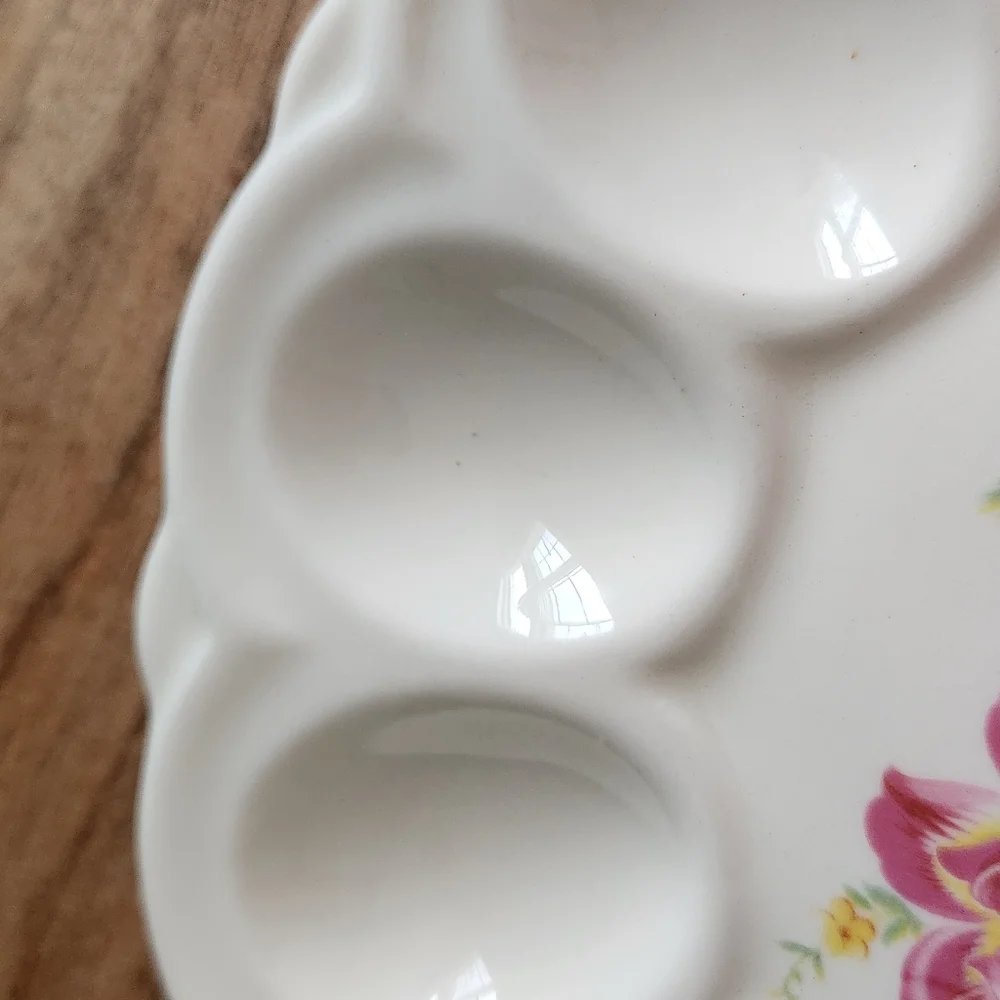 ER American Artware Floral Deviled Egg Plate Platter